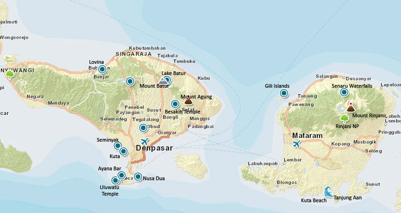 Mapa turístico de Bali